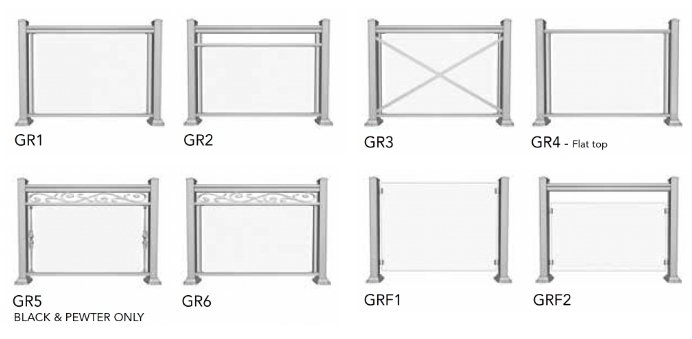 selection of glass railing styles