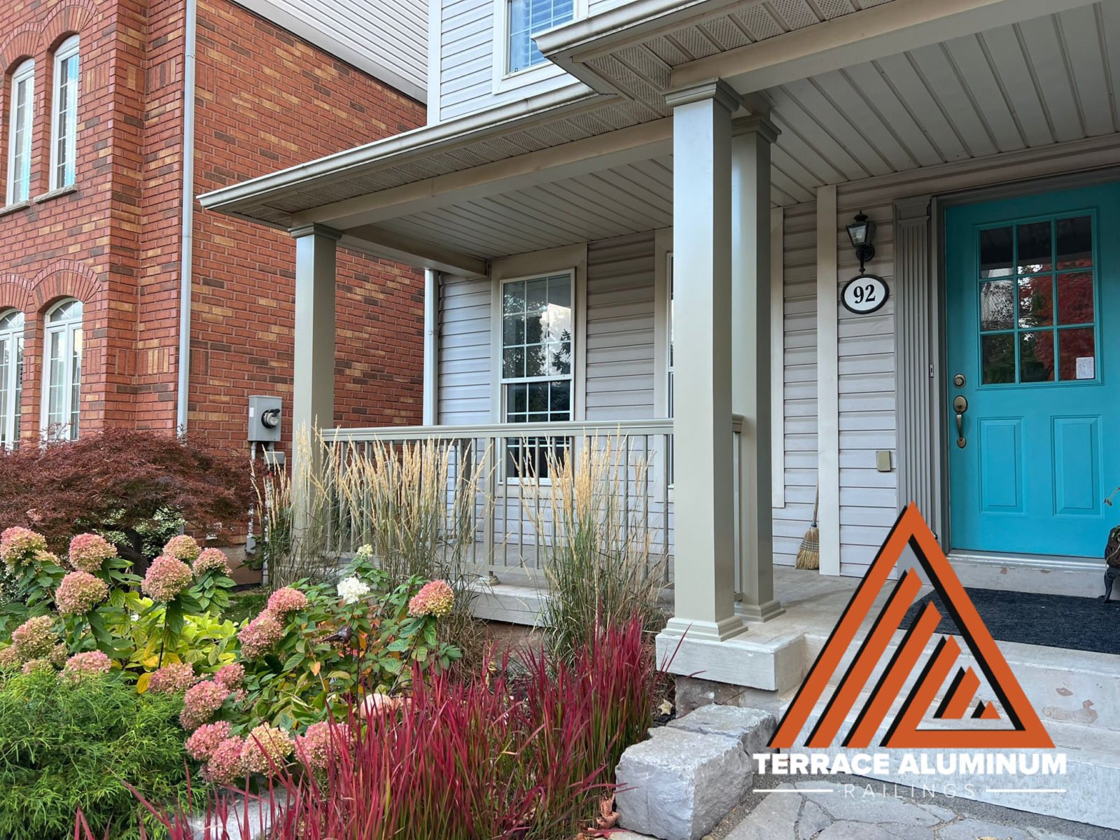 exterior aluminum railing in clay
