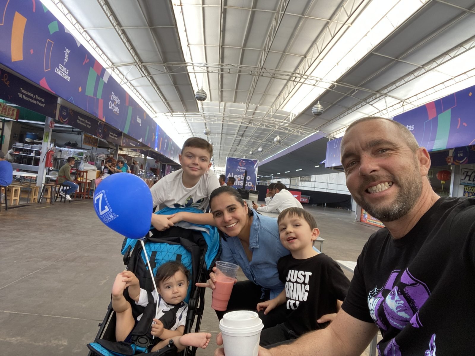 A aluminum deck railing family at the airport