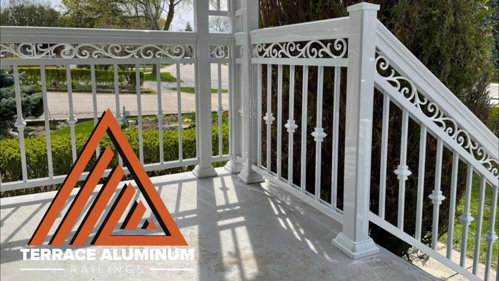 white aluminum railings