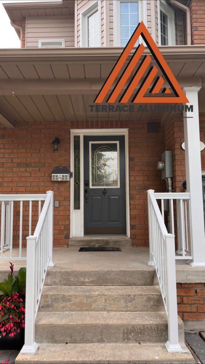 aluminum column and white aluminum railings